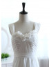 Ruffled Sweetheart Neck Ivory Pleated Chiffon Beach Wedding Dress